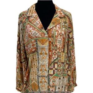 Rachel Zoe Multicolor Patterned Button Front Shirt Size S New with Tags